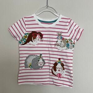 Mini Boden Pink Short-sleeve Appliqué T-shirt Ivory/ Formica Guinea Pig (3-4Y)
